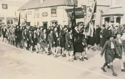 Girl Guides marching in procession, Selsey High Street - thumbnail image