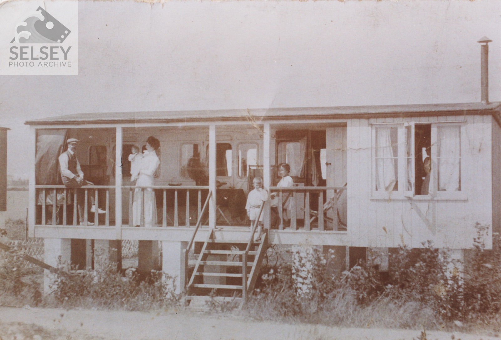 Converted railway carriage home Selsey Photo Archive