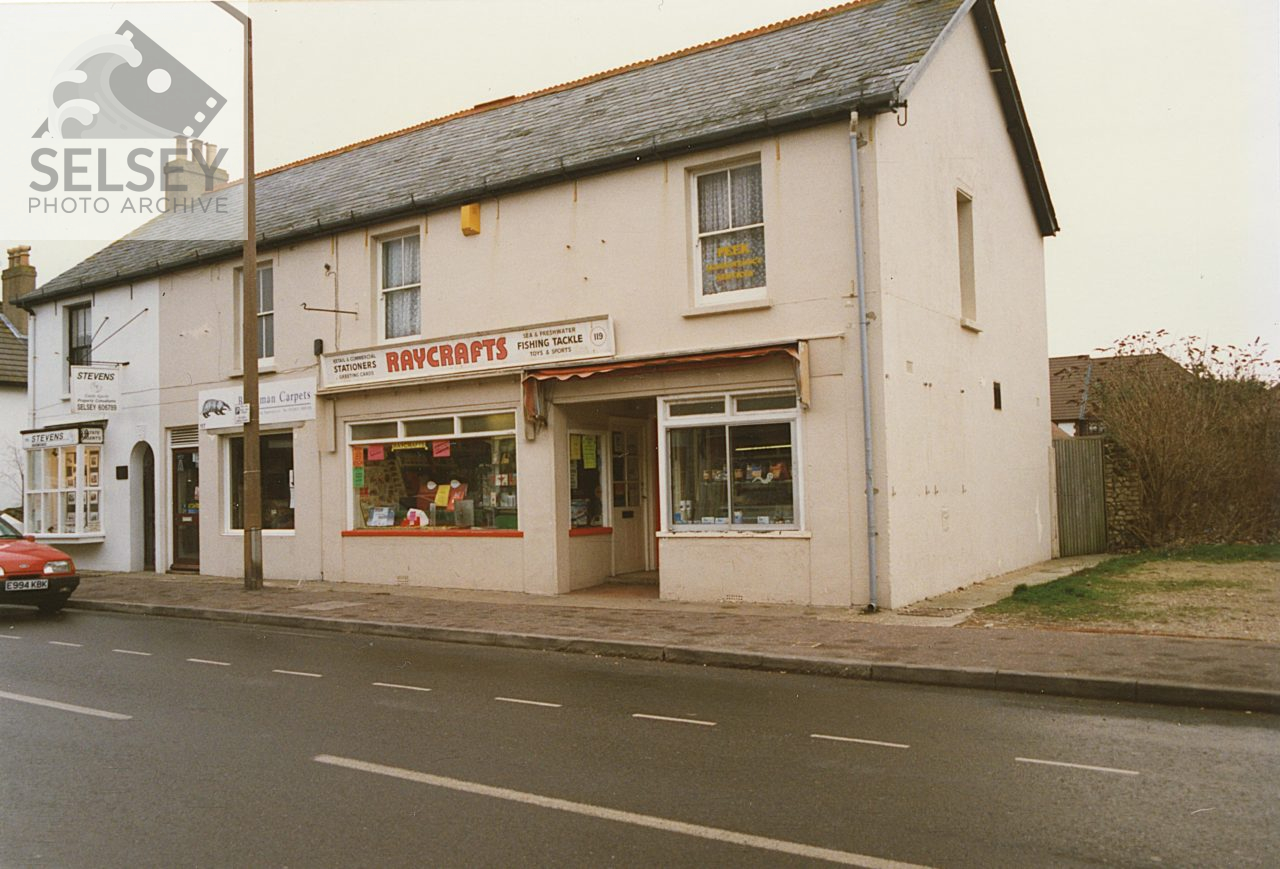 Selsey: Raycrafts stationers and fishing tackle shop. Raycrafts is the business to be operating (at the time of writing) of the three shown. - featured image